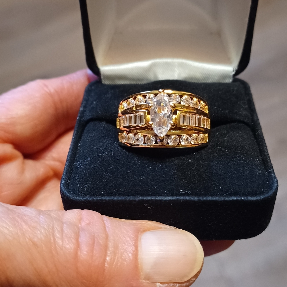 18K Gold Plated Wedding Engagement Ring Size 9